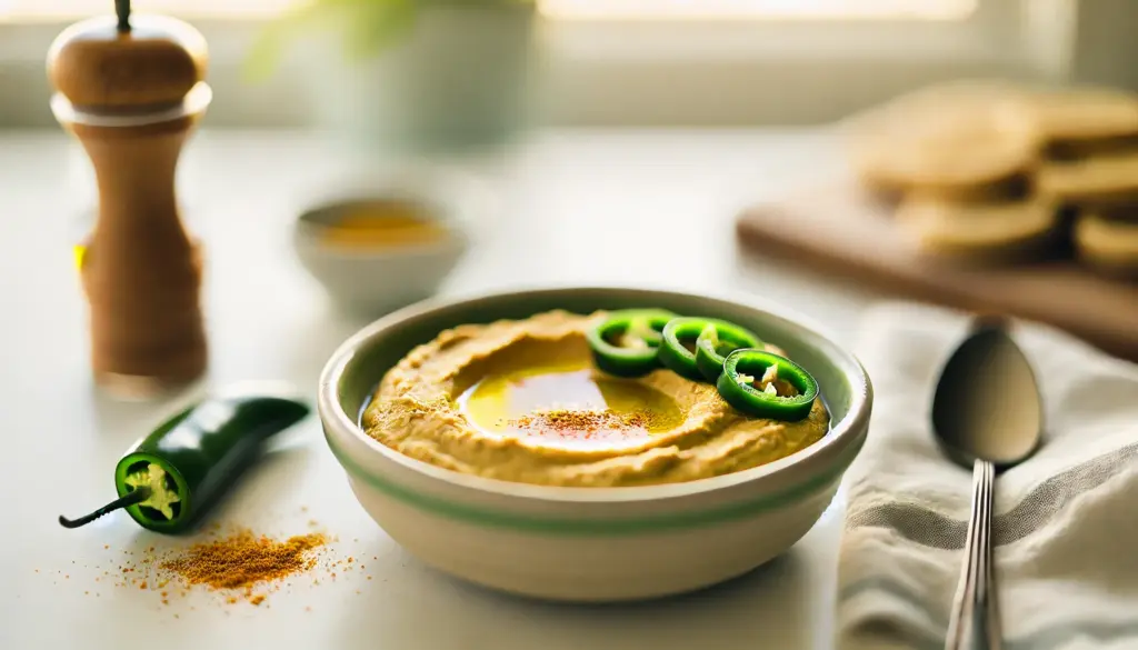 Hummus Picante con Jalapeños: Un Toque Mexicano en tu Snack